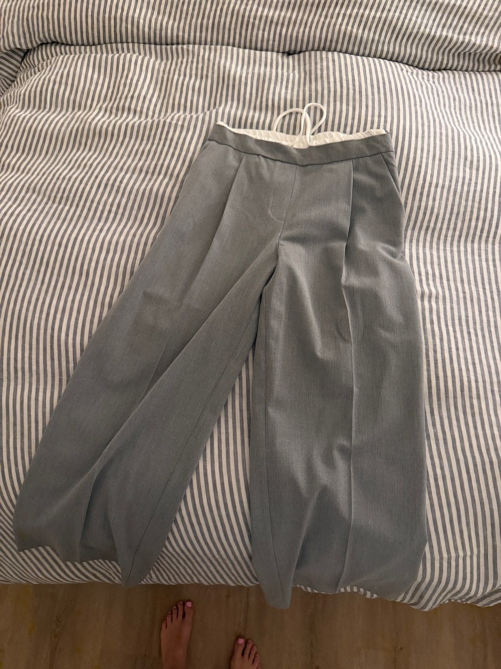 Zara Light Gray Wide-Leg Women's Dress Pants